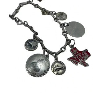 silver vintage box link charm bracelet Texas cheerleader Florida bridesmaid
